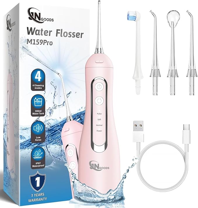 JNGOODS Cordless Water Dental Flosser Oral irrigator, JNGOODS 300ml by VisittheJNGOODSLLC