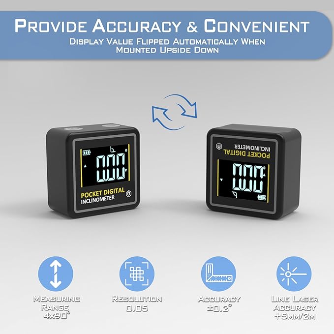 KNINE OUTDOORS Mini Digital Angle Finder 4-side Strong Magnetic Angle Gauge - Image 2