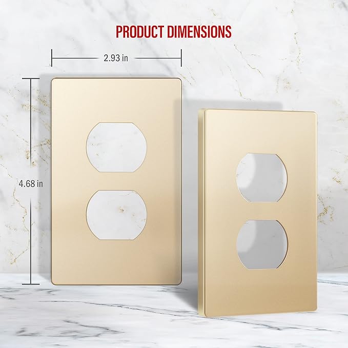 ENERLITES Elite Series Duplex Outlet Receptacle Cover, Screwless Wall Plate - Image 2