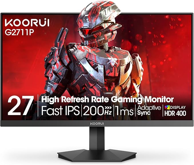 KOORUI 27 Inch Gaming Monitor 200Hz FHD HDR400, 1ms Fast IPS, 90% DCI-P3 by KOORUI