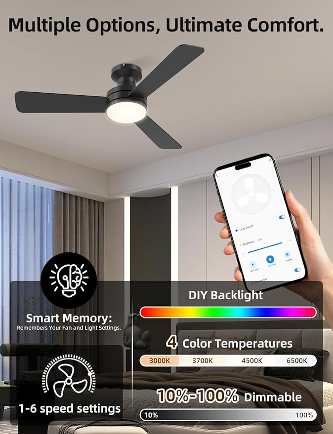 Homlit 42" RGB Ceiling Fan - Image 2