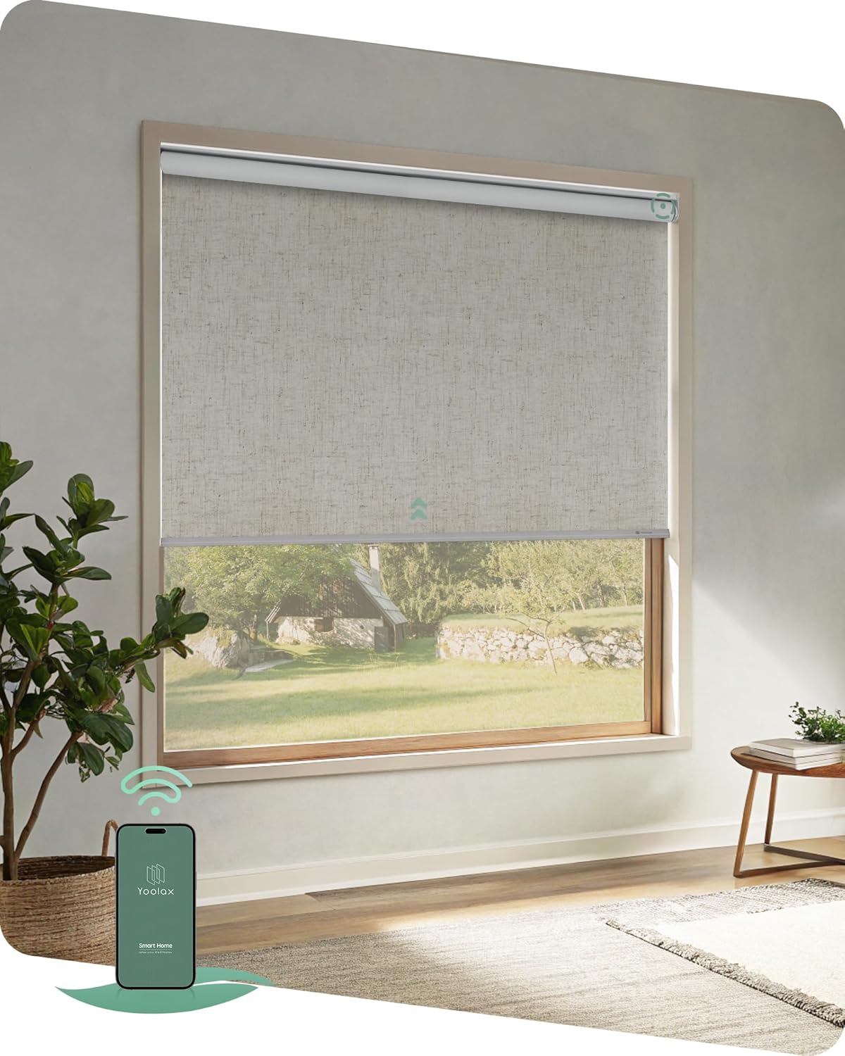 Yoolax Motorized Blinds App Control, Cordless Automatic Shades Roller Window