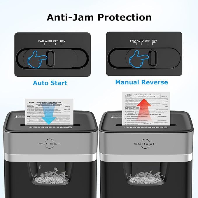 BONSEN 14-Sheet Paper Shredder for Home Office, Heavy Duty Cross Cut Shredder - Image 7