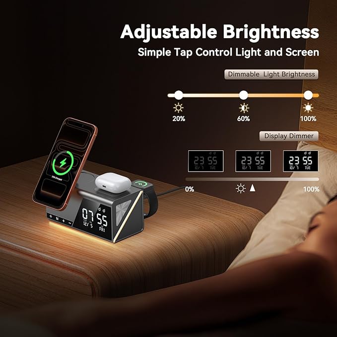 4URPC 6-in-1 Alarm Clock Wireless Charging Station - Image 6