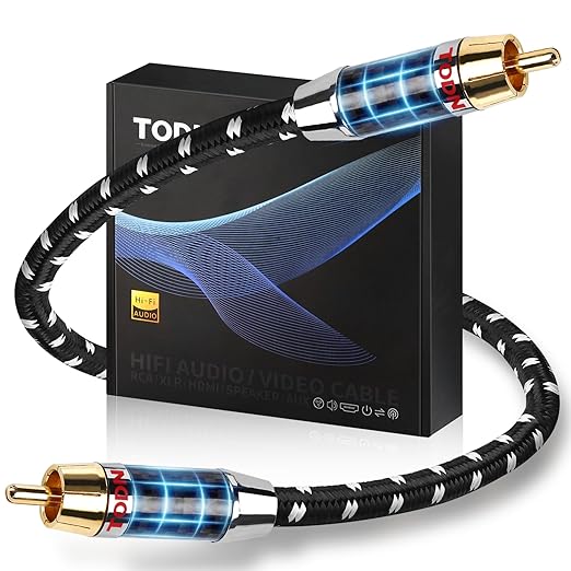 TODN Audiophile Digital Coaxial Audio Cable RCA to RCA Male Subwoofer Cable by TODNAudio