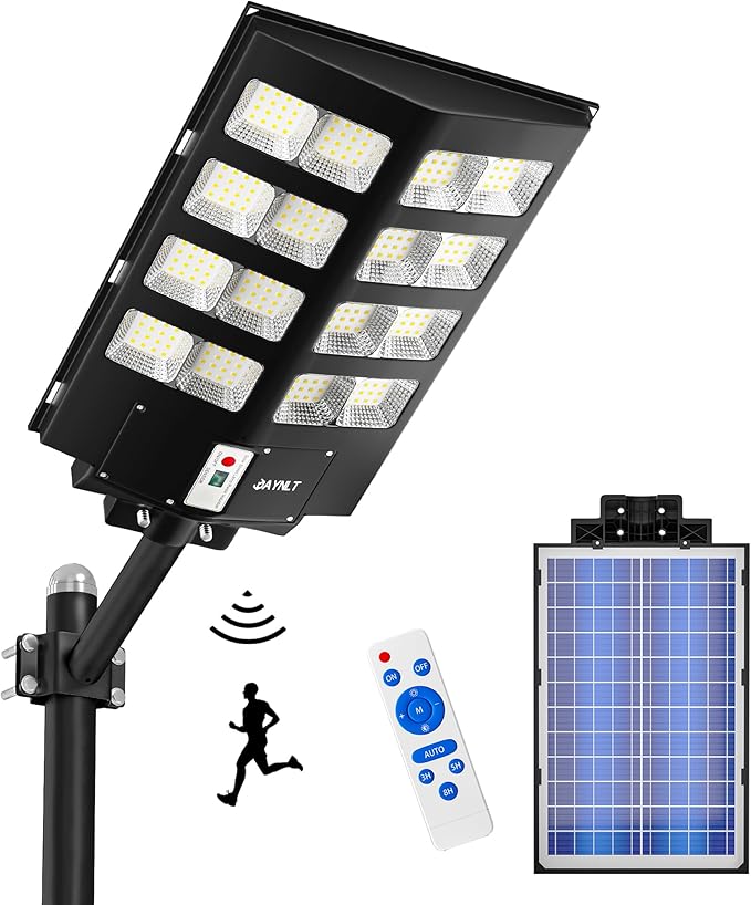 JAYNLT Y-3000W Solar Street Lights Outdoor, 300000LM 6500K Commercial Parking by JAYNLT