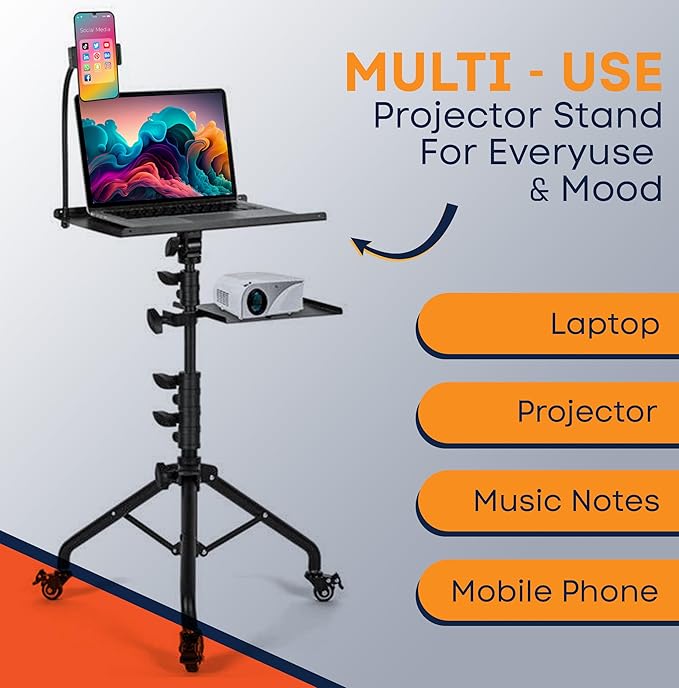 Prozipy Laptop & Projector Tripod Stand Adjustable Height 26 to 51” Wheely - Image 7