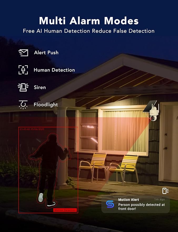 FAMVIVA 2K Solar Security Cameras Wireless Outdoor, 360°PTZ Battery Powered - Image 6