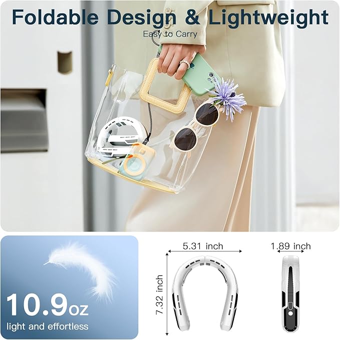 WXX Portable Neck Fan, Neck Fan Rechargeable, 360° Cooling Personal Fan - Image 7