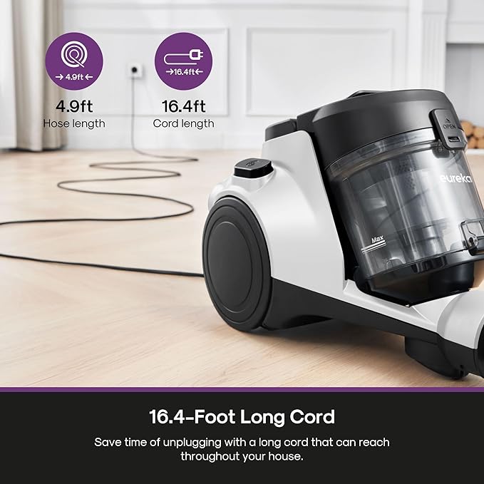 Eureka Bagless Canister Vacuum Cleaner, 1100W High Power Vacuum Cleaner - Image 4