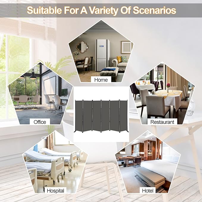 MAYOLIAH 6 Panel Folding Privacy Screen 9ft Wide, 6ft Tall Partition Room - Image 6