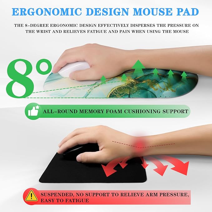 Mouse Pad Wrist Wrist Rest, Comfortable Memory Foam Wrist Rest, Non-Slip PU Base - Image 5