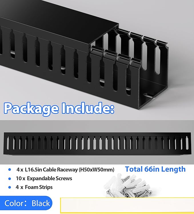 ZhiYo 66in Professional Server Rack Cable Management Raceway, H2in x W2in Cable - Image 5