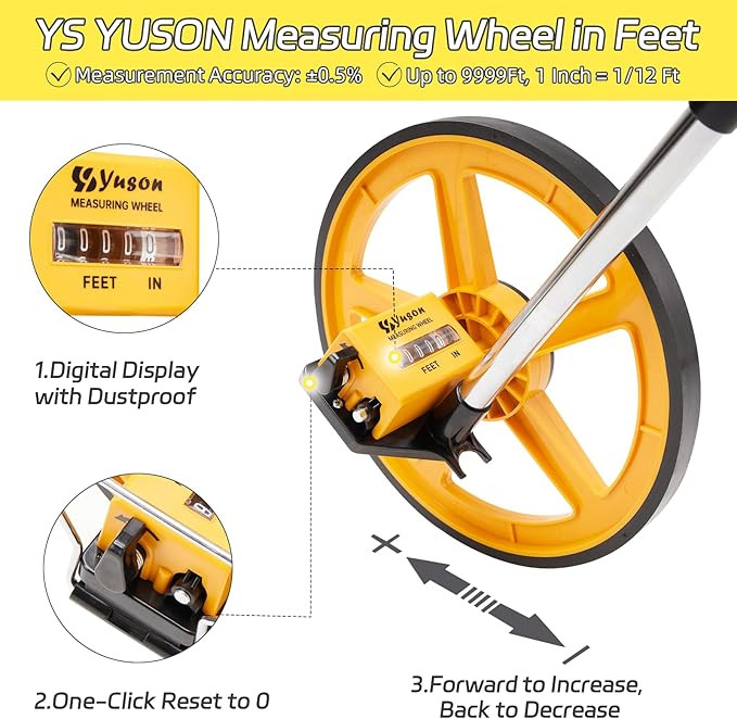 YS YUSON 12 Inch Measuring Wheel in Feet - Image 4