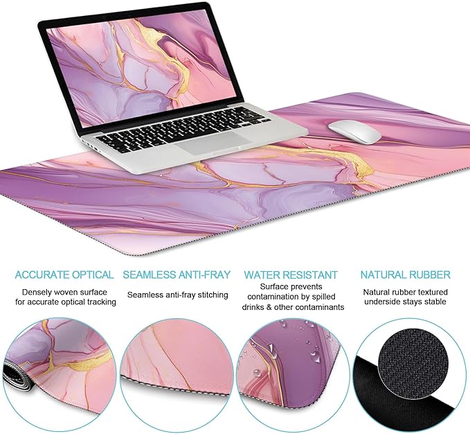 LIMKRIAN Marble Mouse Pad Set Large Desk Matt - Image 3