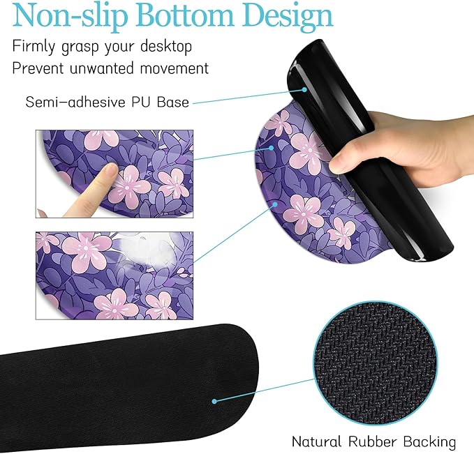 LIMKRIAN Purple Mouse Pad Large Desk Mat Set, Kawaii Cat Computer Mouse Pad - Image 4