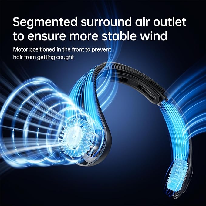 JISULIFE Portable Neck Fan Upgraded, Neckbrace Personal Hands Free, 5 Speed - Image 3