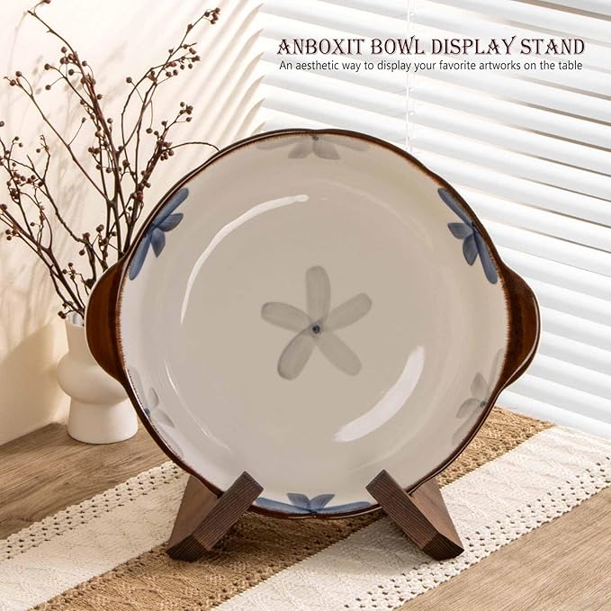 ANBOXIT Bowl Stands for Display, 6.5 Inch Plate Holder, Wooden Easel Frame - Image 2