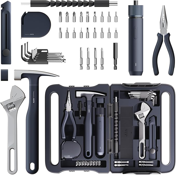HOTO 40-Piece Tool Kit, Household Essentials Tool Set w/Smart Electric by HOTOTools