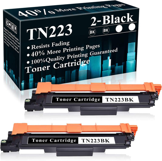 2 Black TN223 / TN223BK Toner Cartridge Replacement
