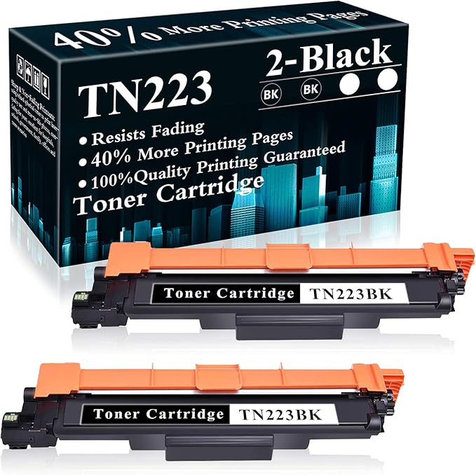 2 Black TN223 / TN223BK Toner Cartridge Replacement by HSink