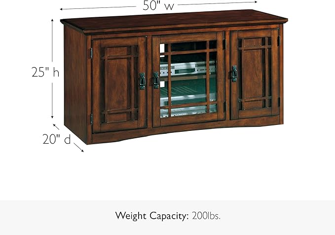 Leick Home 82350 Solid Wood Mission Oak Three Door TV Stand - Image 3