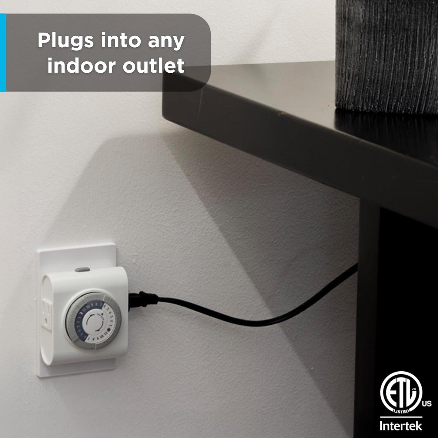 GE 24‑Hour Plug-in Mechanical Timer Outlet, 2 Grounded Outlets, 1 Pack | Plug-in Control for Indoor Lighting, Lamps, Christmas Trees, Manual Override Switch, 30-Minute Intervals