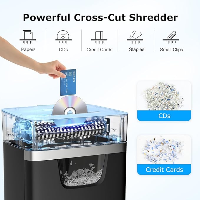 BONSEN 14-Sheet Paper Shredder for Home Office, Heavy Duty Cross Cut Shredder - Image 3