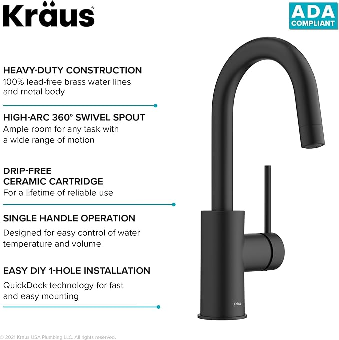 KRAUS Oletto Single Handle Kitchen Bar Faucet - Image 8