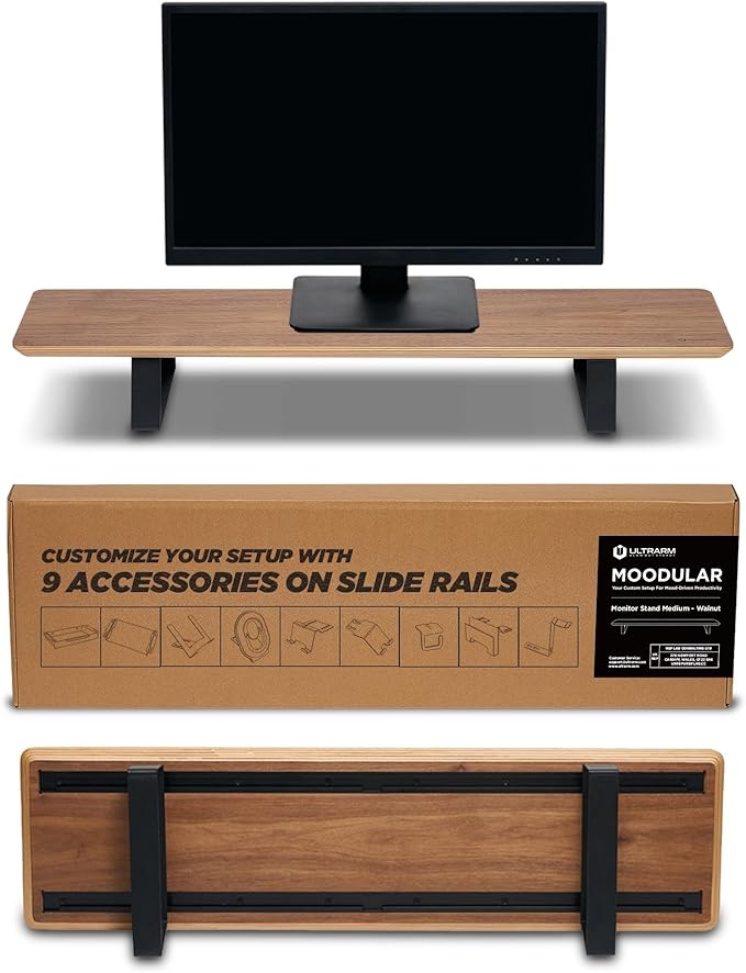 ULTRARM Moodular Wooden Monitor Stand 33.4” Desk Organizer by ULTRARM