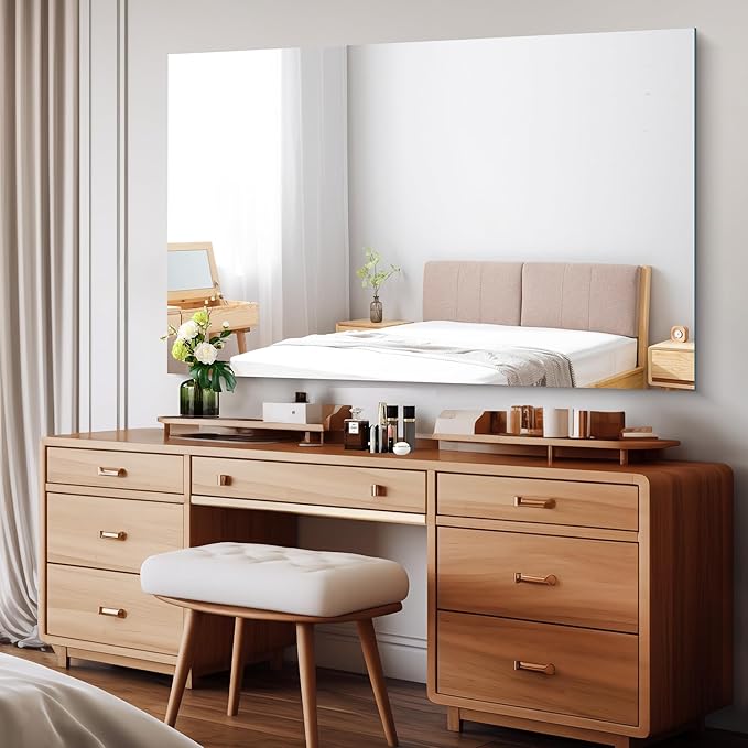 CILIBER Large Frameless Mirror, 55x36 Frameless Bathroom Mirrors - Image 2