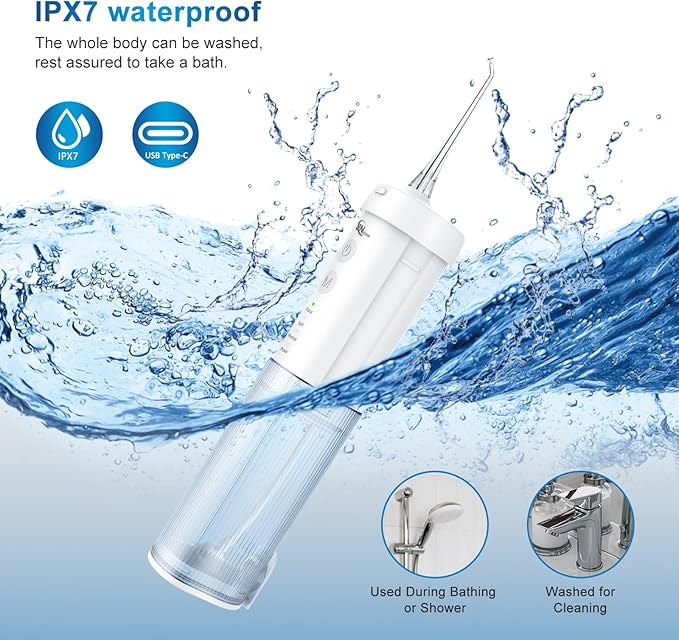JNGOODS Mini Cordless Portable Water Flosser Oral Irrigator Water Teeth Cleaner - Image 6