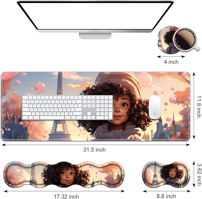 Ergonomic Keyboard Wrist Rest & Mouse Pad Wrist Rest Set, Large XXL Gaming Desk - Image 2