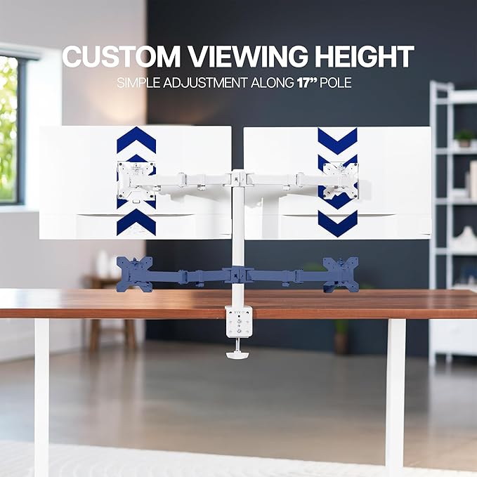 VIVO Dual Monitor Desk Mount, Heavy Duty Fully Adjustable Steel Stand, Holds 2 - Image 5