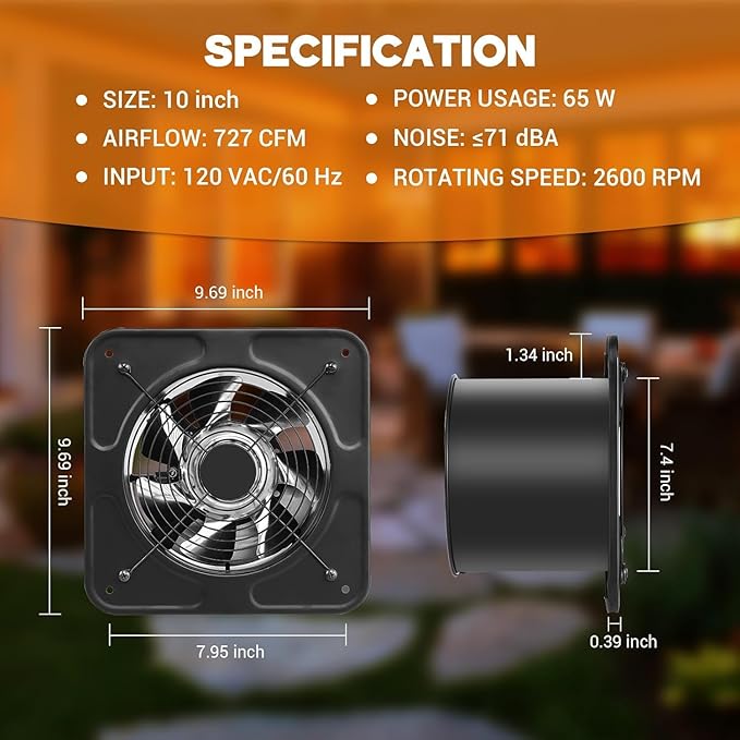 YOZON 10-Inch Kitchen Exhaust Fan - Image 2