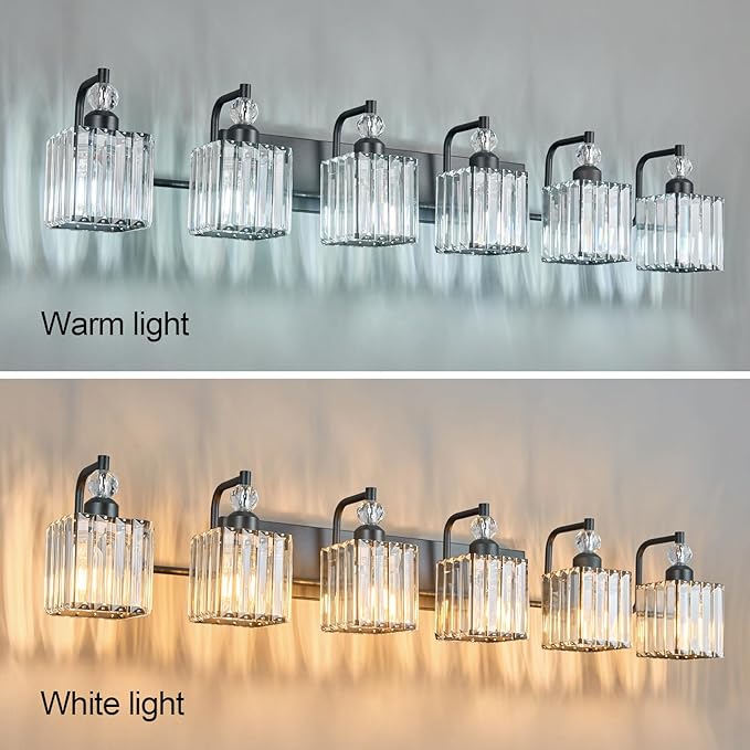 BBLLWJ 6 Light Bathroom Vanity Light Modern Black Vanity Light Fixtures - Image 4