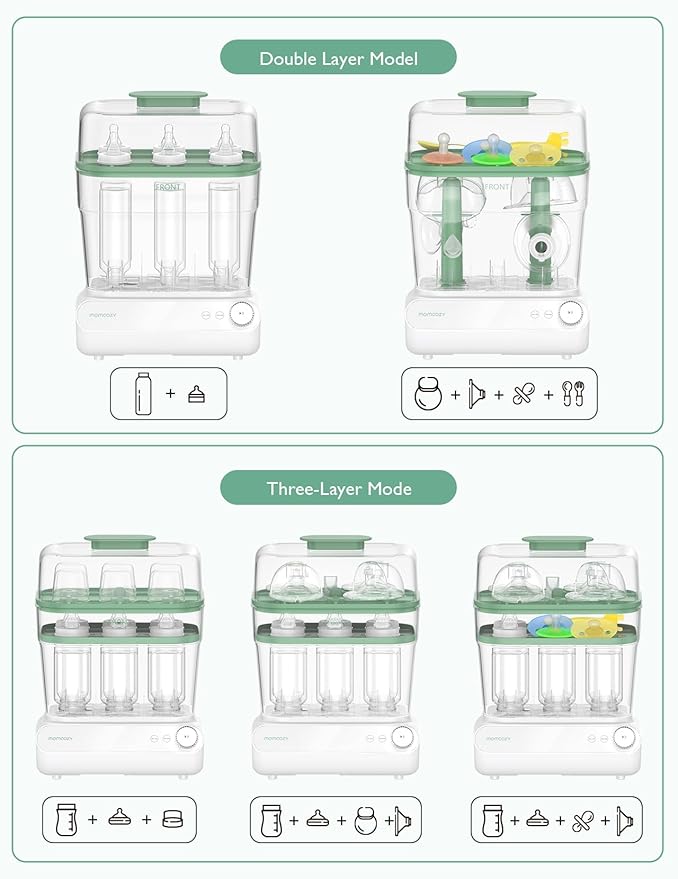 Momcozy 3 Layers Large Bottle Sterilizer and Dryer, Fast Sterilize and Dry - Image 7