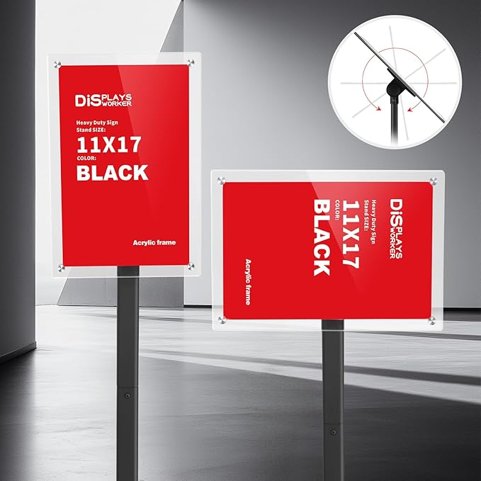 DISPLAYSWORKER Adjustable Heavy Duty Pedestal Sign holder floor Stand, acrylic - Image 8
