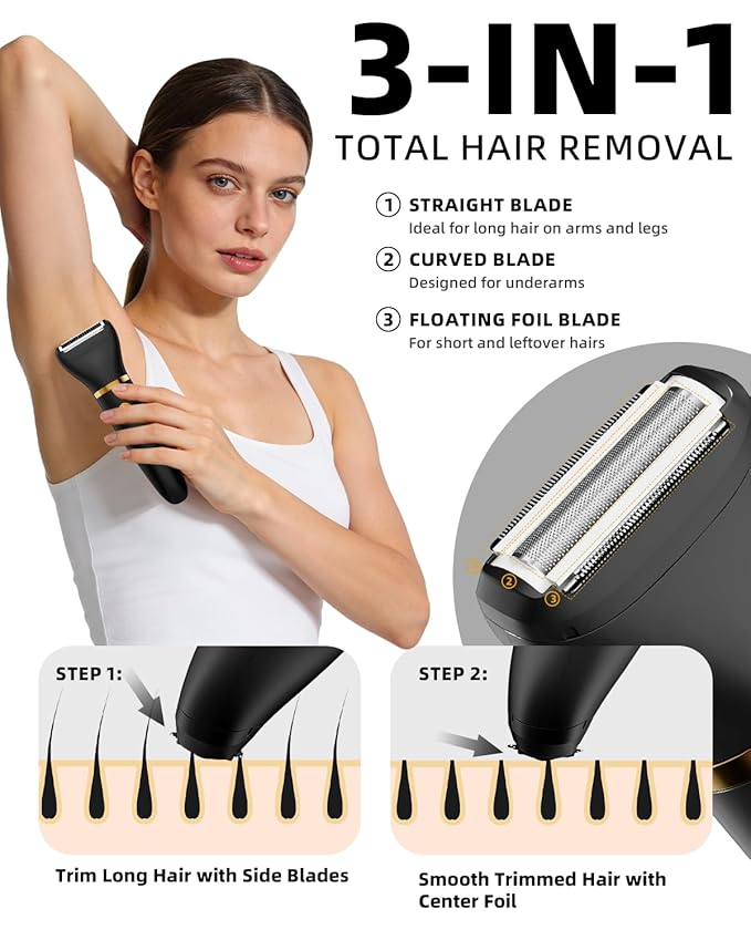 Ufree Body Hair Trimmer for Women, Manscape Pubic Hair Trimmer, 3 in 1 Body - Image 3