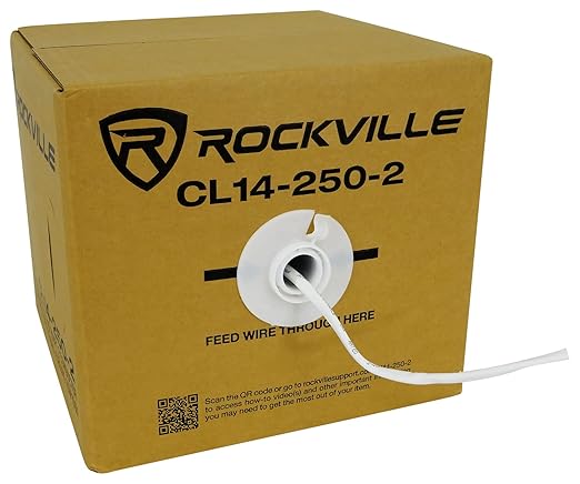 Rockville CL14-250-2 14AWG 250ft Speaker Wire, CL2 Rated In-Wall, Oxygen-Free by Rockville