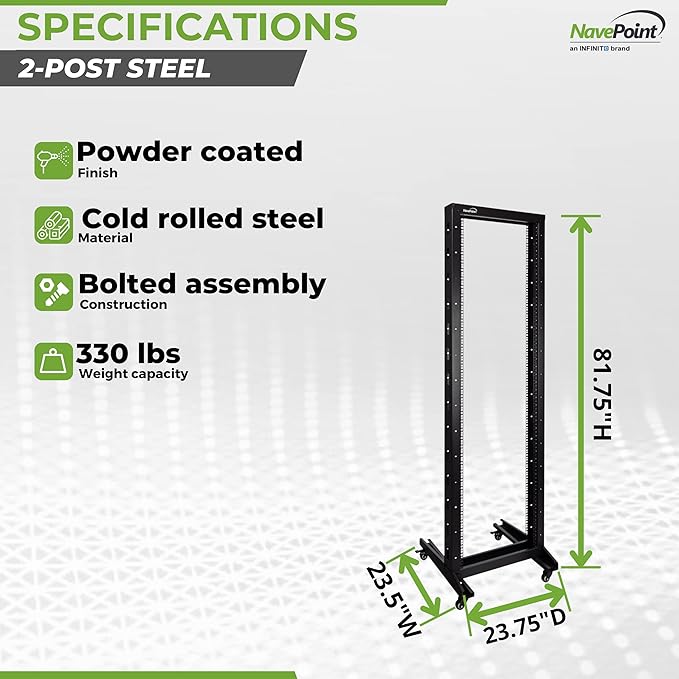 NavePoint 42U 2 Post Open Frame Server Rack - Image 4