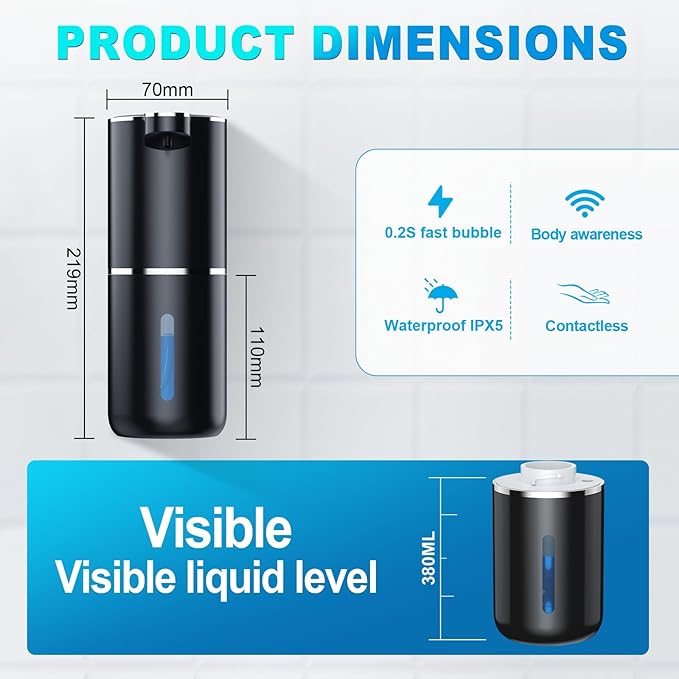 Automatic Foaming Soap Dispenser, 12.8oz/380ml Wall Mount Touchless Soap - Image 6