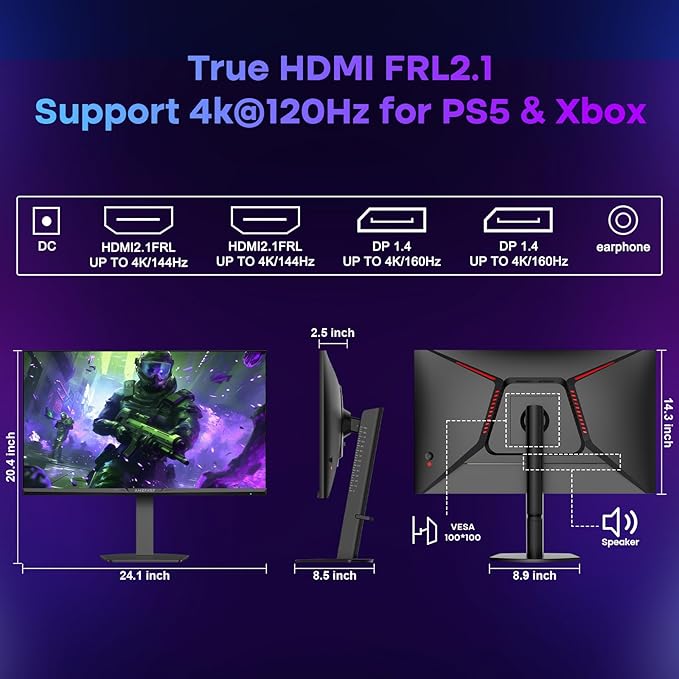 Amzfast 27’‘ 4K Gaming Monitor HDR 400, UHD 160Hz 144Hz | FHD 320Hz 300Hz Dual - Image 9