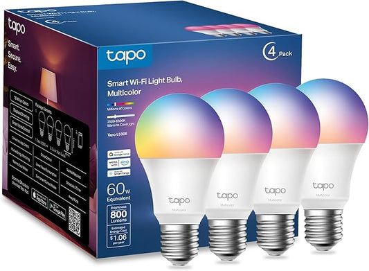 Tapo TP-Link Smart Light Bulbs, 16M Colors RGBW, Compatible by Tapo