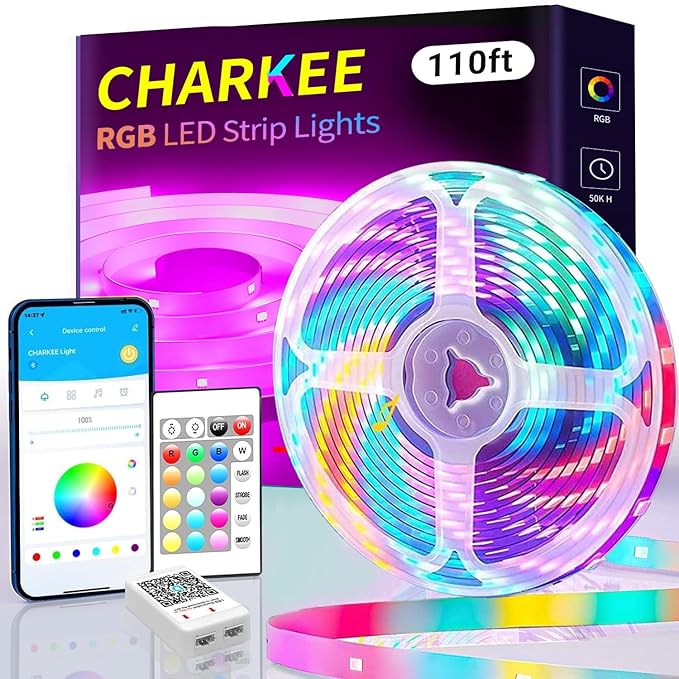 CHARKEE LED Strip Lights 110ft, Music Sync RGB LED Strip Lights by CHARKEE