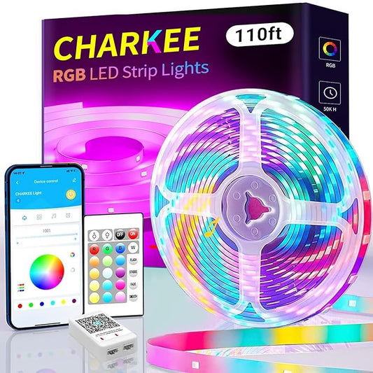 CHARKEE LED Strip Lights 110ft, Music Sync RGB LED Strip Lights by CHARKEE