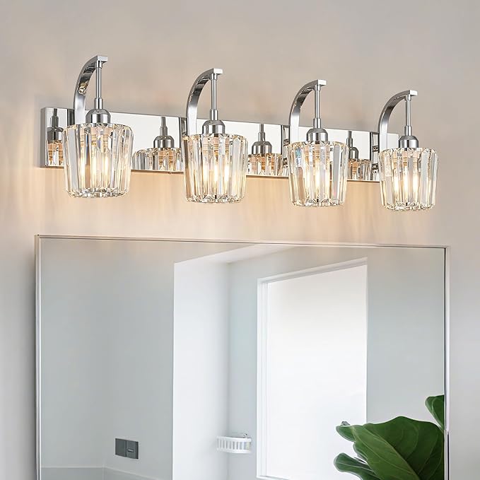 FDPBY Modern Bathroom Vanity Light, 4-Light Chrome Wall Sconce by FDPBY