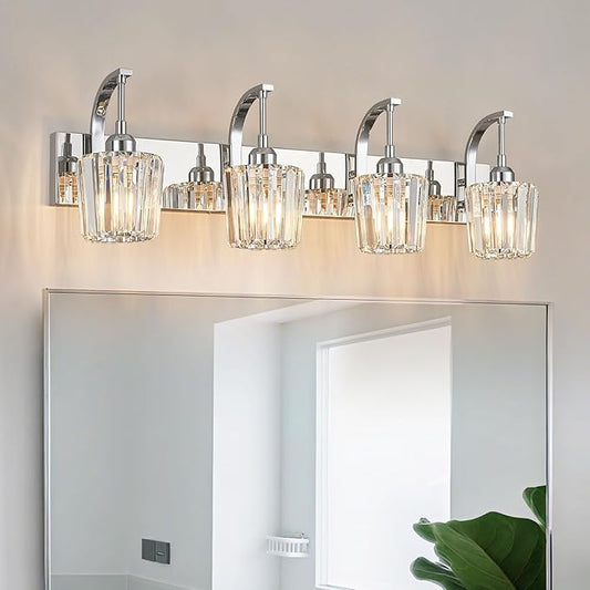 FDPBY Modern Bathroom Vanity Light, 4-Light Chrome Wall Sconce by FDPBY