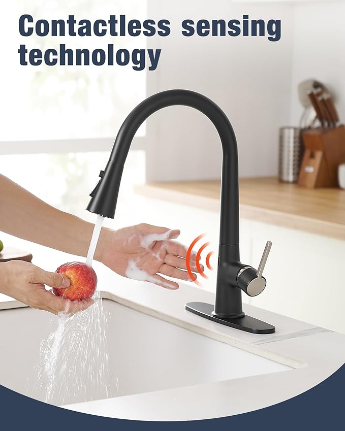 AIMADI Touchless Kitchen Faucet, Matte Black, Single Handle Pull-Down Sprayer - Image 4