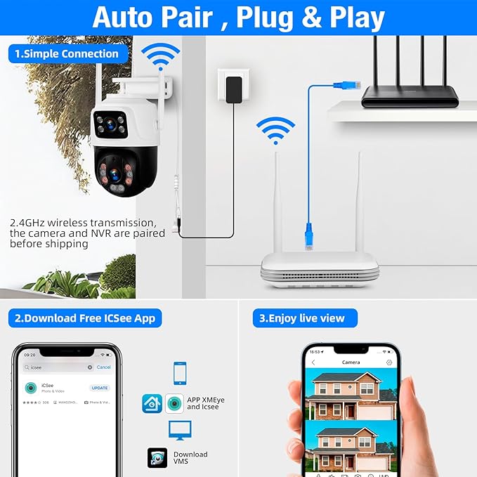 Fuers Wireless WiFi Security Camera System, 8CH HD NVR Kit, Night Vision - Image 2